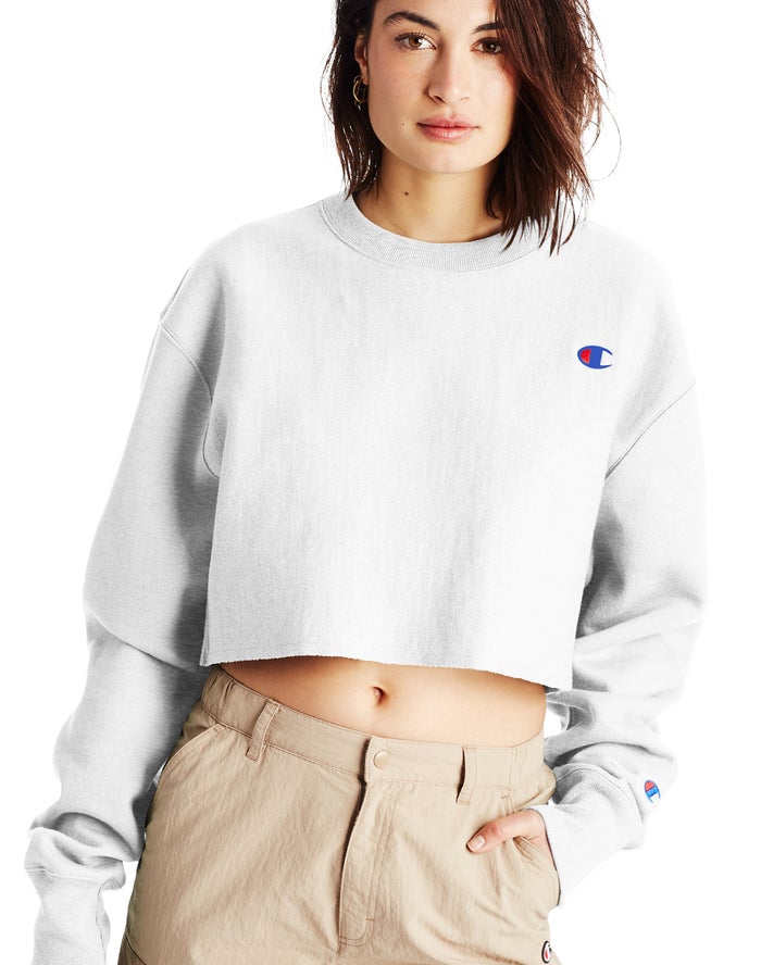 Champion Sweatshirt Dames - Grijs - Reverse Weave Cropped Cut-Off Crew ( 902846-KTX )